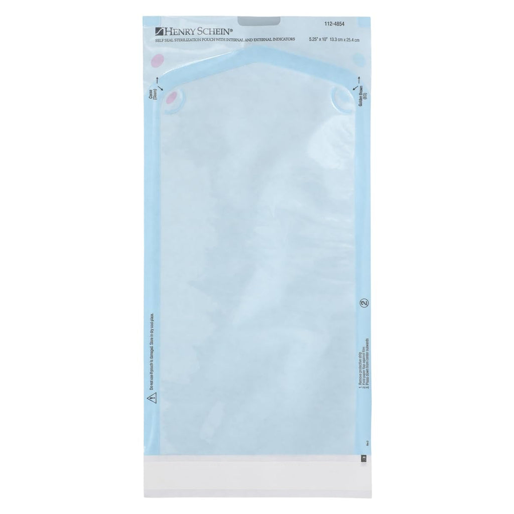 Self-Sealing Sterilization Pouches, 5.25" x 10", 200 Ct | Medical-Grade Paper, with Indicator, Built In Color Change