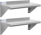 Hally Stainless Steel Shelf 2 Pack Wall Mounted Metal Shelves 10"x24" NSF