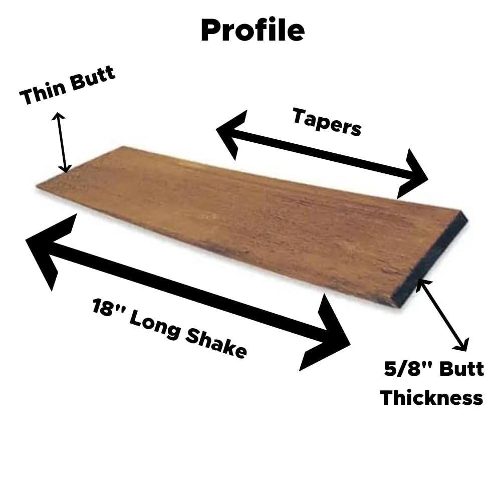 18" Tapersawn Western Red Cedar Shingles - 5/8" Thick Butt Edge - Premium Roofing & Siding Shingles - Durable Cedar