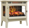 Freestanding Electric Fireplace Stove Heater with 3D Flame Effect for 1,000 Sq. Ft. Room, Cream