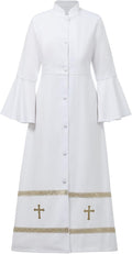 Church Clergy Dress Choir Robe for Women Flared Sleeves Button Mass Vestments