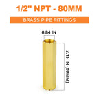 GASHER 1/2" FNPT Brass Long Nipple 3" Length Pipe Fitting