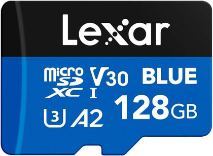 128GB Blue Micro SD Card Up to 160MB/s microSDXC UHS-I Memory Card | C10, U3, A2, V30, Full HD, 4K UHD, High Speed TF