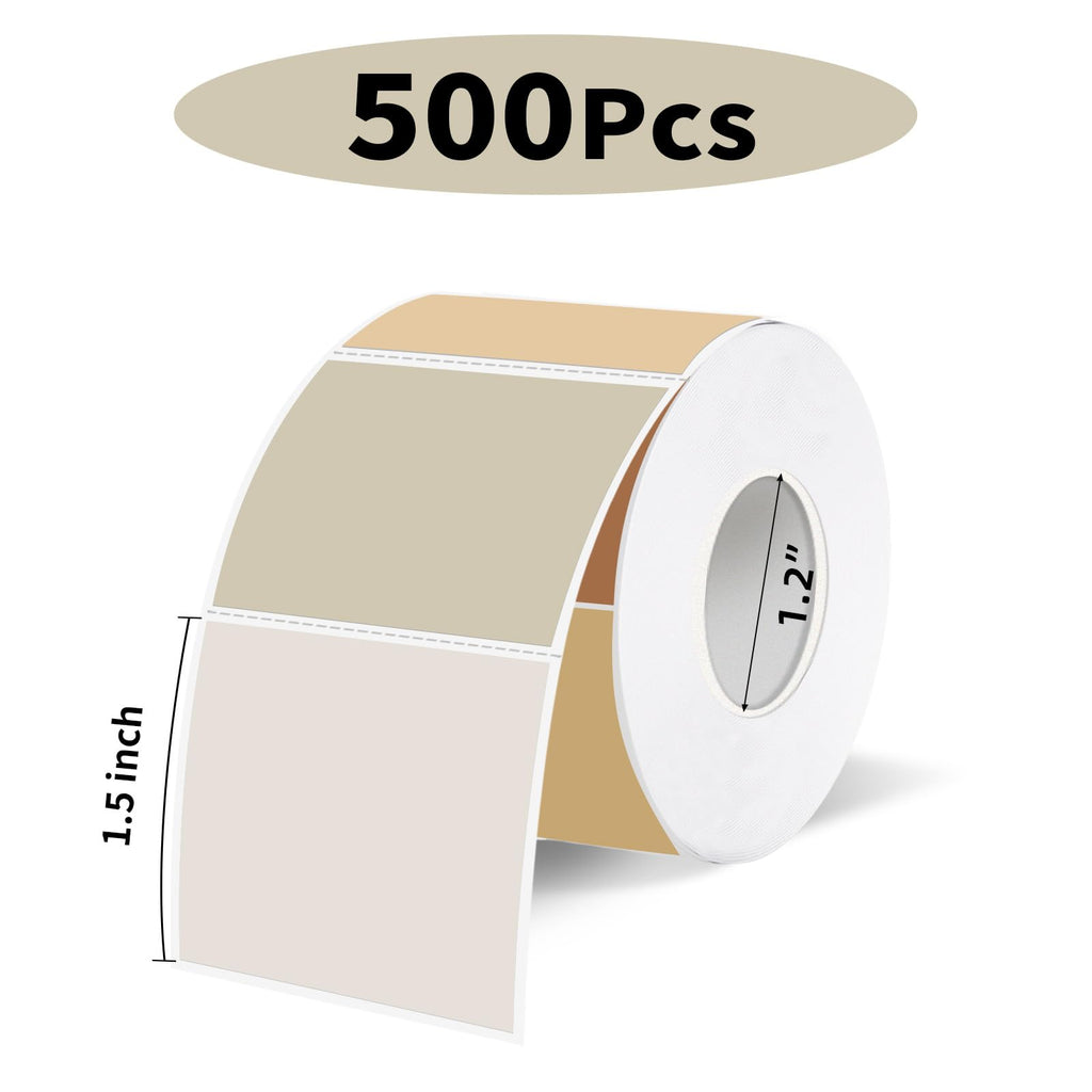 1.5 Inch Square Thermal Label Printer Stickers, Beige Gradient Self-Adhesive Direct Thermal Labels Stickers