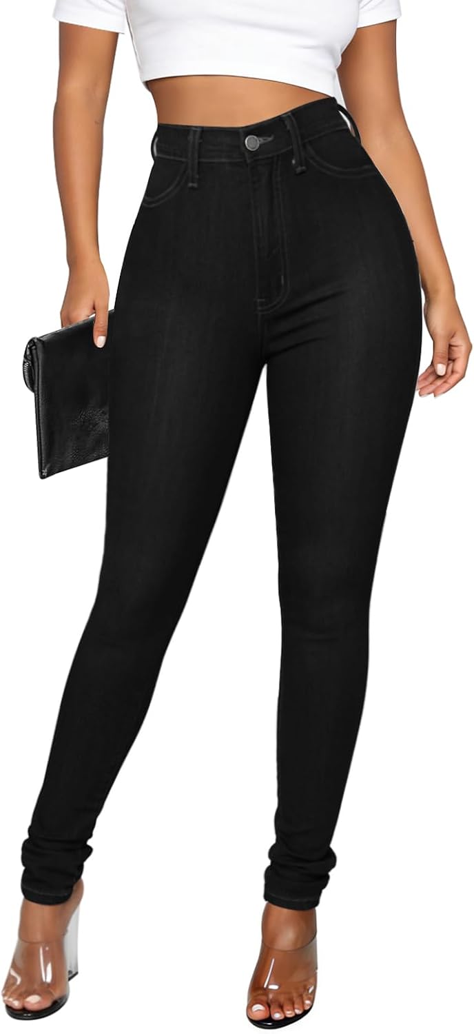 Women's High Waisted Skinny Butt Lifting Stretchy Tummy Control Jeans