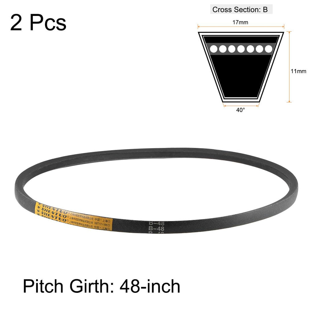 uxcell B48 V-Belts 48" Pitch Length, B-Section Rubber Drive Belt 2pcs