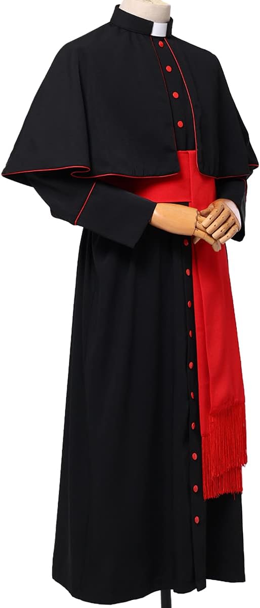 Priest Soutane Roman Cassock Costume Minister Choir Cassock with Cincture Band Belt