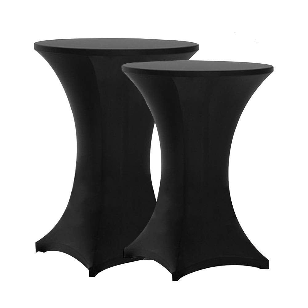 Cocktail Table Covers Black, High Top Table Cloths 2 Pack 32x43 Inch