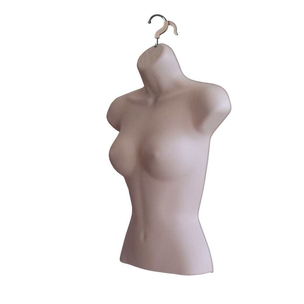 Female Mannequin Torso Hollow Back Body Stackable Dress Form with Hanging Hooks for Tshirt Display, Countertop, Craft