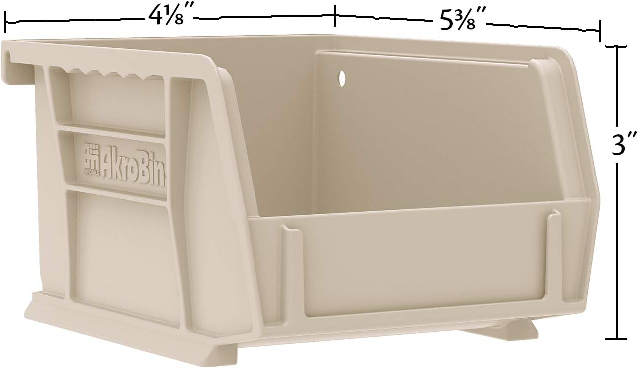 30210 AkroBins Plastic Storage Bins, 5"x4"x3", Red, 6-Pack | Space-Saving Stackable Bins for Garage, Pantry, Craft