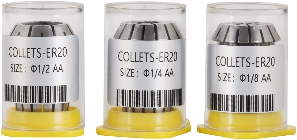 3PCS ER20 1/2", 1/4", 1/8" High Precision Spring Collet Set for CNC Engraving Milling Lathe Chuck Tool