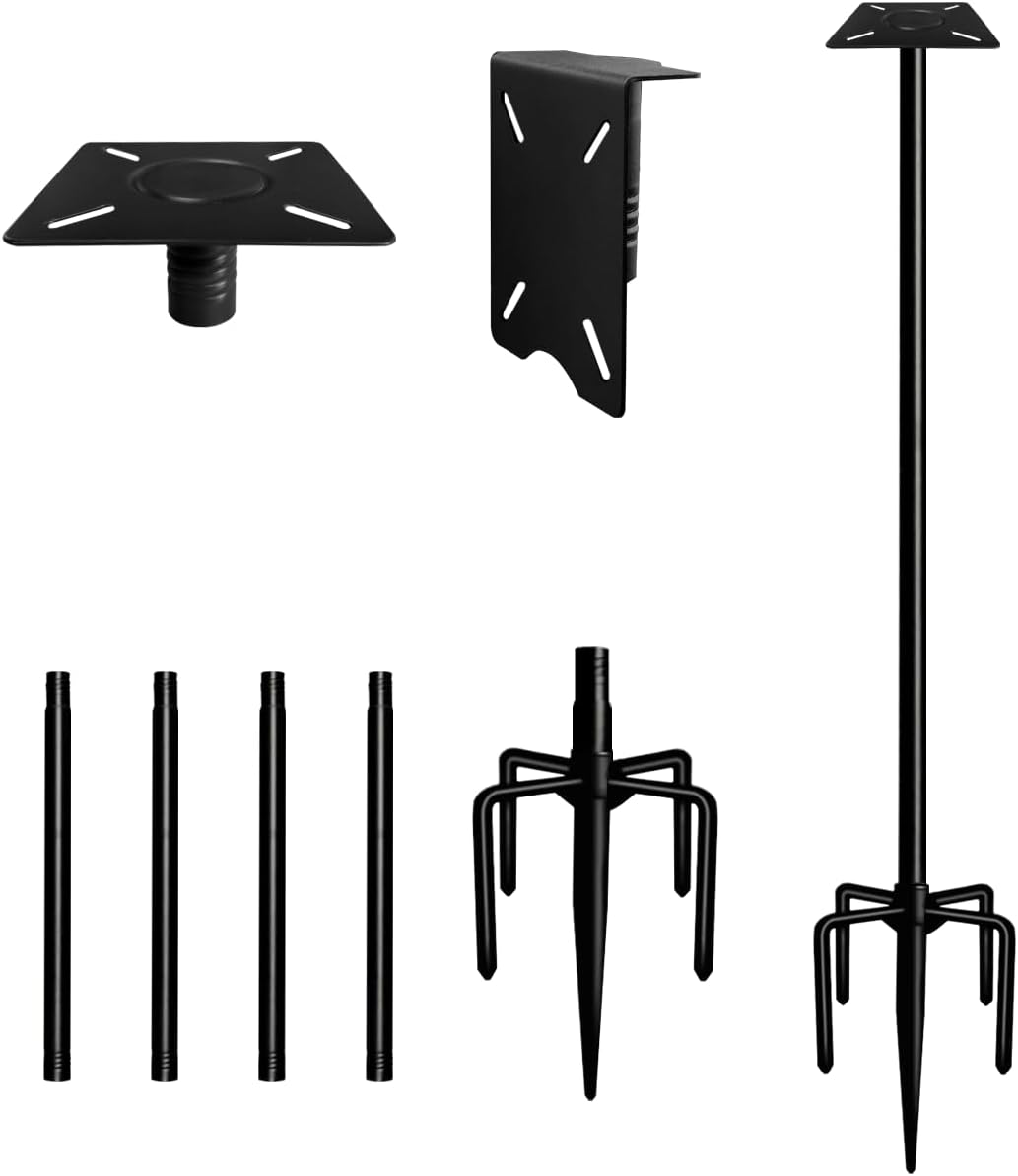 75 Inch Smart Bird Feeder Pole with 5-Prong Base, Adjustable Bird House Pole Mount Kit for Outdoors, Heavy Duty