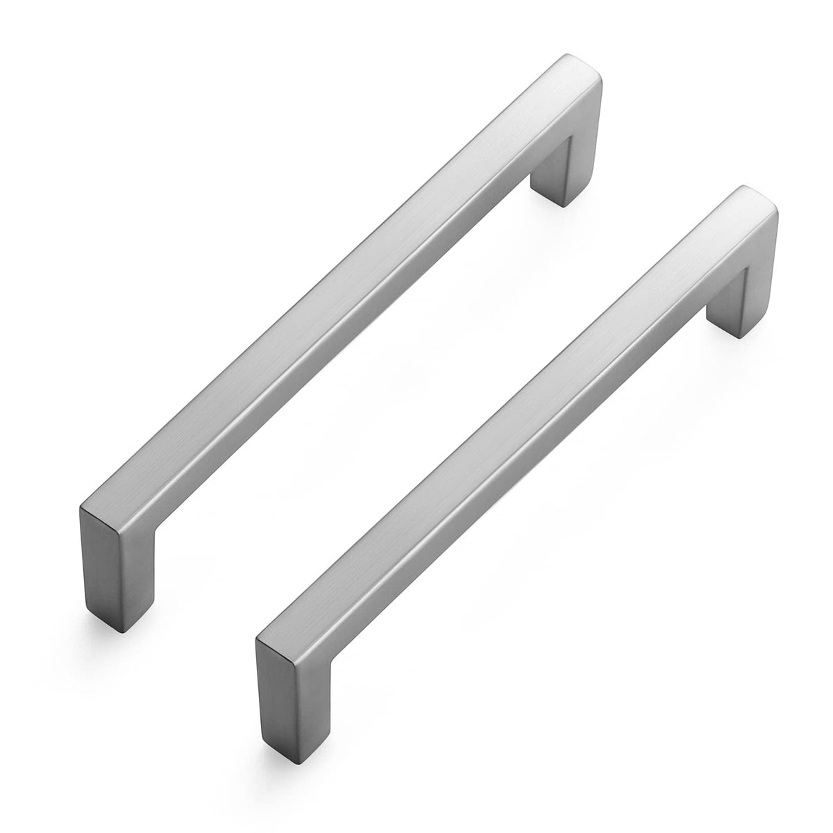 Brushed Nickel Square Solid Cabinet Handles, 5 Inch, 20 Pack