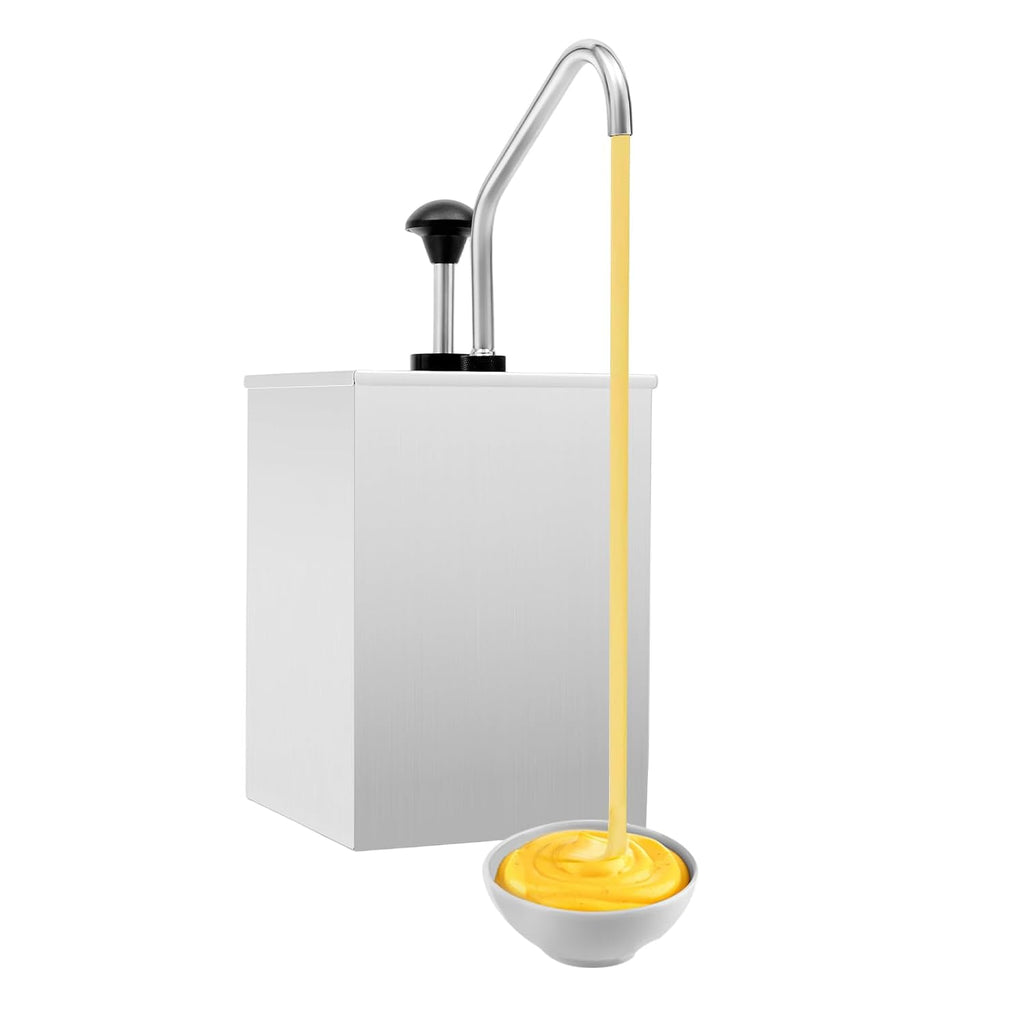 4L Sauce Dispenser, Stainless Steel Condiment Pump Station Single Head Squeeze Soy Sauce Ketchup Mustard Dispenser