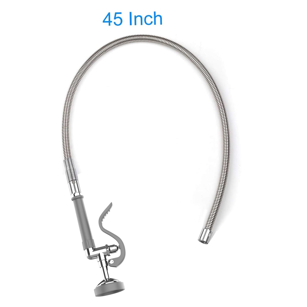 MSTJRY Spray Valve with 45" Pre Rinse Hose, Commercial Sink Sprayer Hose Pre Rinse Sprayer with Flexible Stainless Steel Hose Assembly for Commercial Kitchen Faucets(Grey, with 3 adapters)