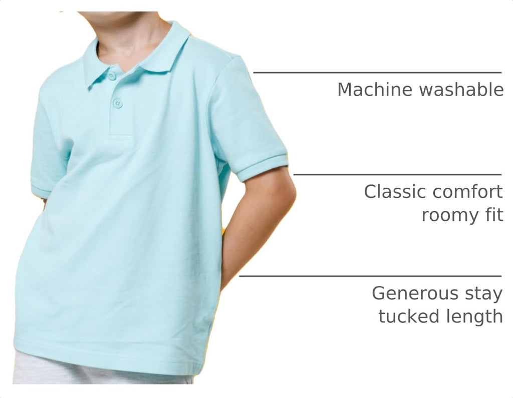 Boys' Short Sleeve Pique Polo Shirts | School Uniform Polo Shirts | 3 & 4 Packs | White & Colors