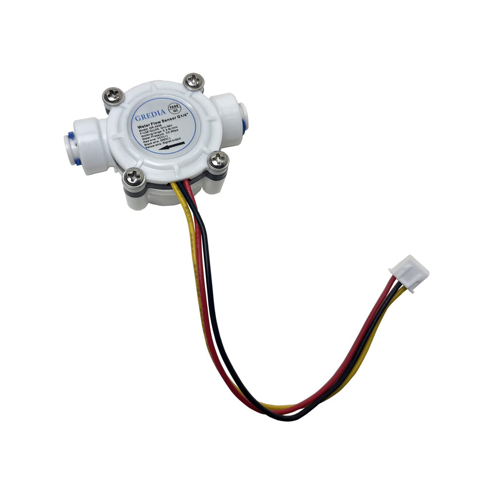1/4" Quick Connect Water Flow Sensor Food-Grade Switch Hall Effect Flowmeter Fluid Meter Counter 0.3-6L/min (Pack of 2）