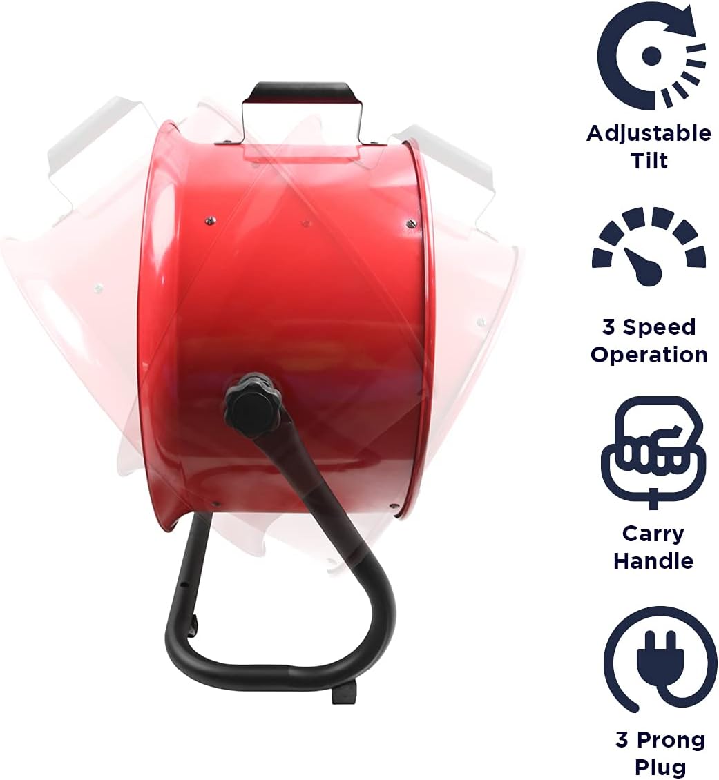 Maxx Air 16" High Velocity Turbo Fan with Pivoting Head - Efficient Air Circulation, High-Velocity Drum Fan Ideal for Home, Garage, or Workshop Use, Durable Construction, Easy Assembly