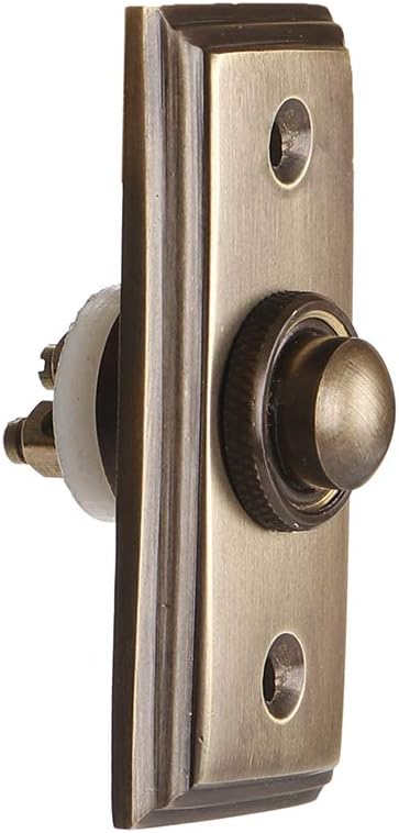 Doorbell Button, Vintage Decorative Push Button Door Chime, Ringer, Wired Doorbell Button Replacement (1, Antique Brass)