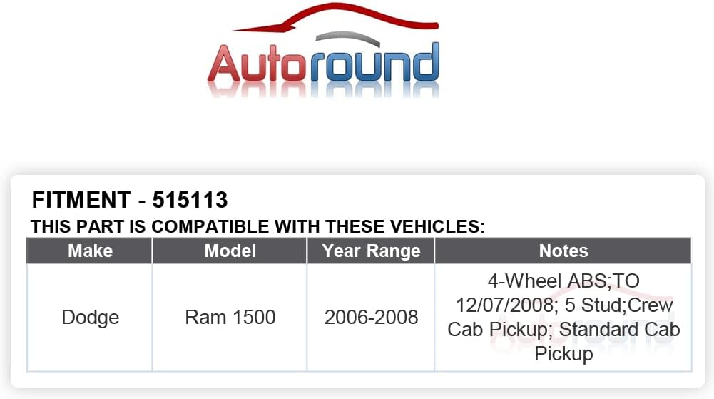 Autoround 515113 Front Wheel Hub Assembly Fits Dodge Ram 1500 2006-2008