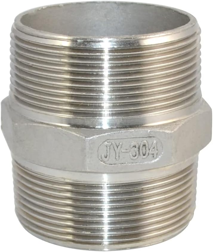 2" x 2" NPT Male Threaded Hex Nipple,Stainless Steel 304 Quick Coupler Pipe Fitting