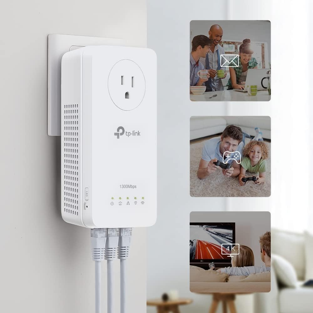 AV1300 Powerline Ethernet Adapter WiFi Extender KIT- Passthrough | AV1300 Powerline Adapter and AC1200 Dual Band