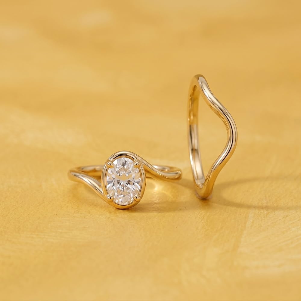 14K Gold Plated Stackable Rings for Women, Non Tarnish Cubic Zirconia Wedding Bands, Dainty Engagement & Promise