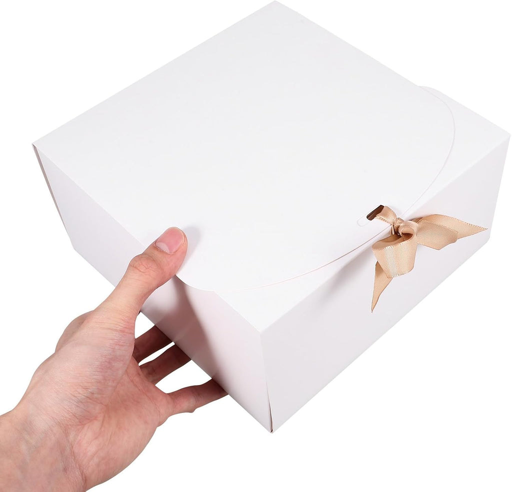 12pcs White Kraft Paper Clamshell Gift Box with Closure Lid