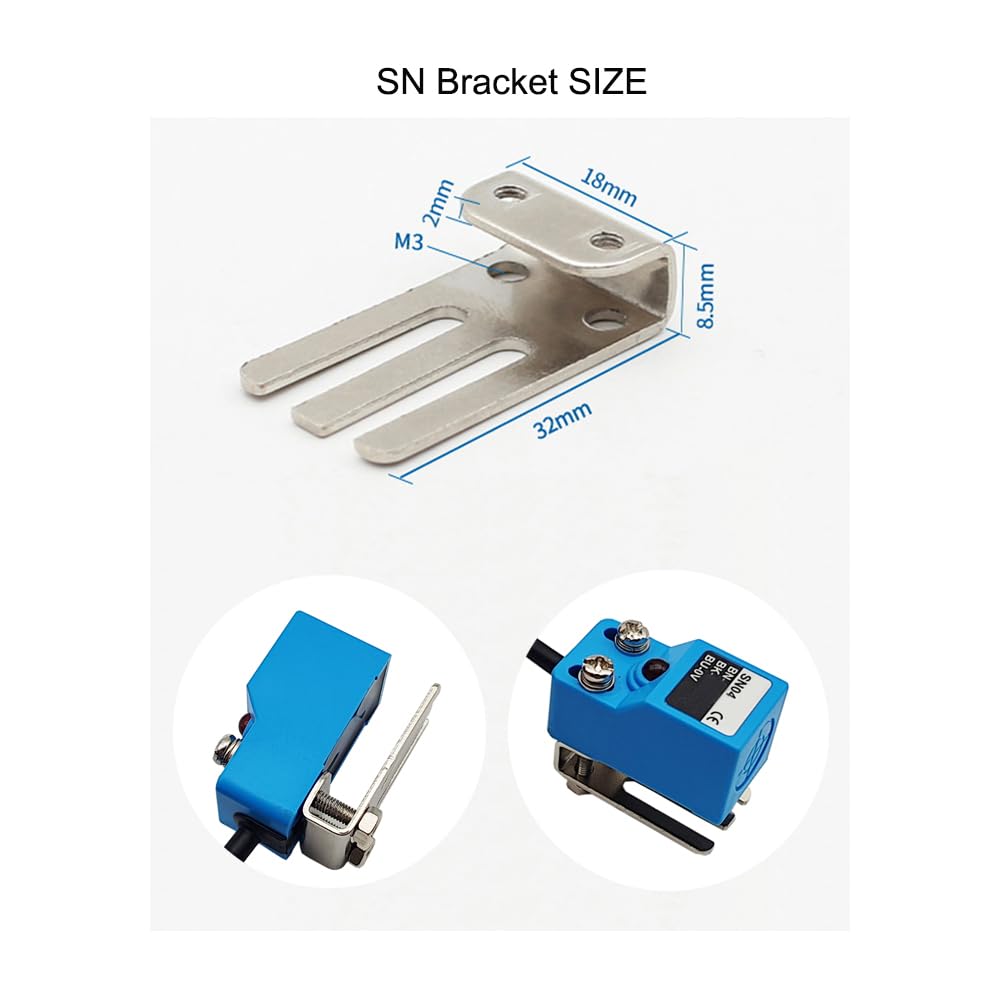 Haldzemo SN04-N2 NPN NC Inductive Proximity Sensor Normally Close Detection Approach Switch with SN Bracket (Blue, 2 Pack)