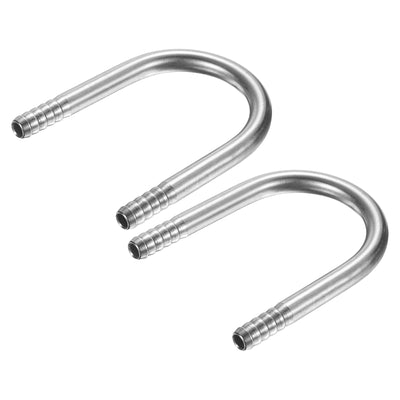 PATIKIL 1/4" (6mm) x 1/4" (6mm) Hose Barb Fittings, 2 Pcs 304 Stainless Steel U Shaped Joint Connector Barbed Fitting Metal Splicer