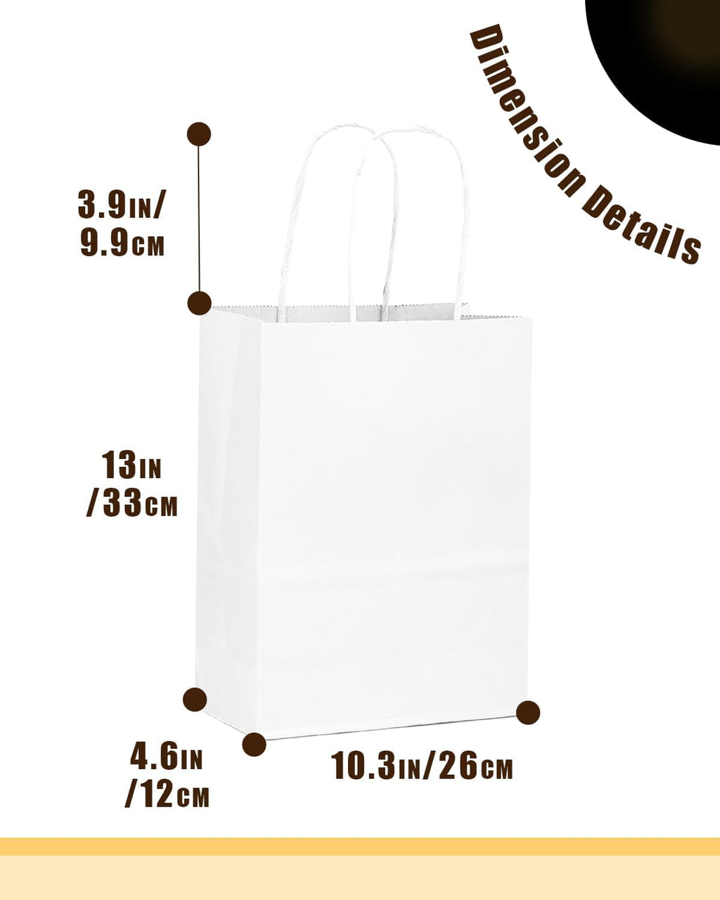 50-Packs White Paper Gift Bags with Handles Bulk 13"x10.3"x4.6" Large Size Party Favor Bags Multiple Uses