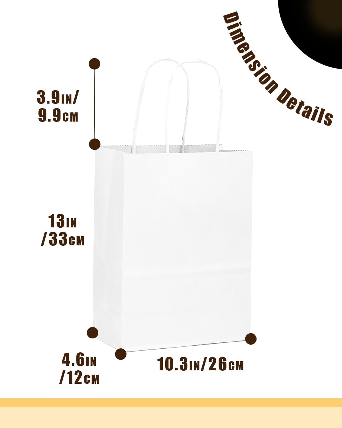 50-Packs White Paper Gift Bags with Handles Bulk 13"x10.3"x4.6" Large Size Party Favor Bags Multiple Uses