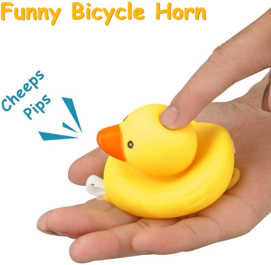 Duck Bike Bell, Rubber Duck Bicycle Accessories with LED Light, Cute Propeller Handlebar Bicycle Horns for Kids