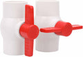 2Pcs 1-1/2" PVC Ball Valve Water Pipe Shut-off Valve Socket with Red T-Handle for Cold Water Supply lines, Irrigation Pipe fitting System(Socket x Socket), Schedule 40