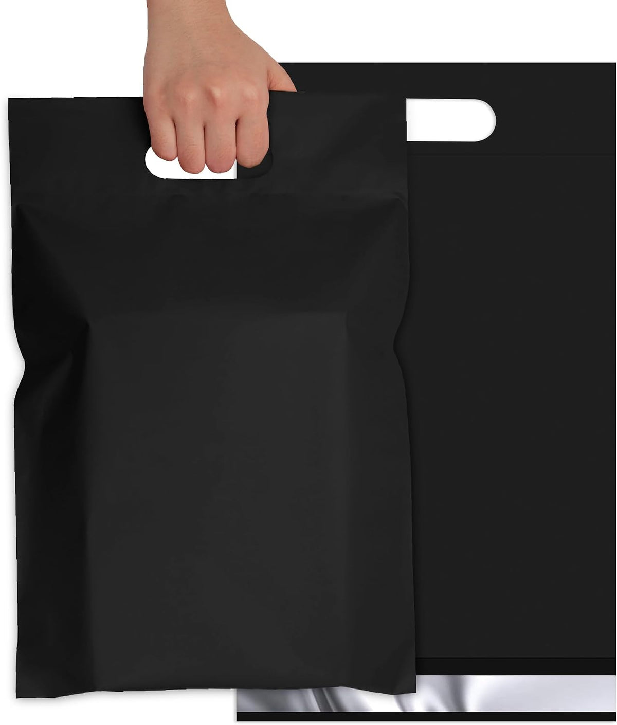 Black Poly Mailers with Handle, 10x13 Inch 100 Pcs