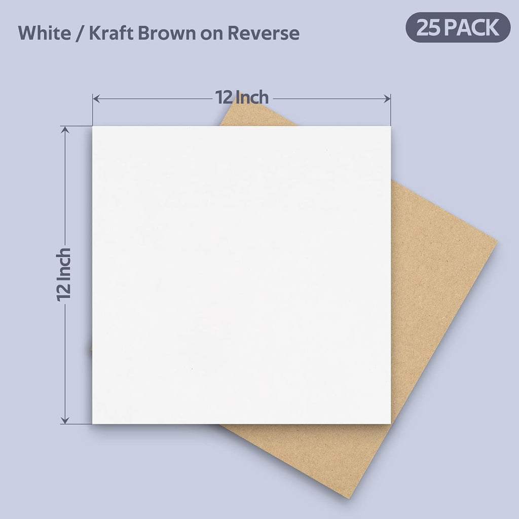 25 Pack 12x12 Corrugated Cardboard Sheets 2mm Flat Inserts