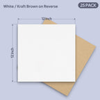 25 Pack 12x12 Corrugated Cardboard Sheets 2mm Flat Inserts