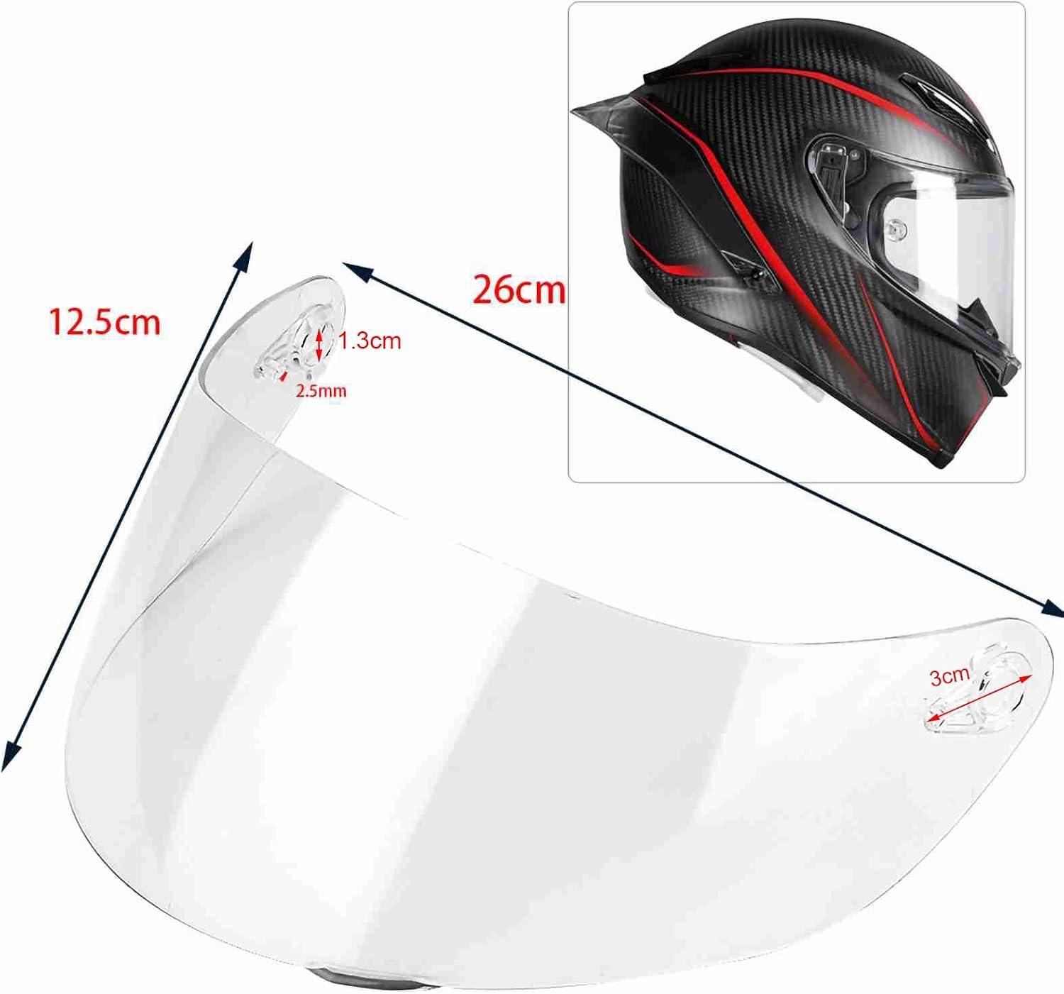 Motorcycle Helmet Face Shield Replacement for AGV K1 K1S K3 SV K5 K5S | K1 Helmet Visor, for Agv K1S Visor