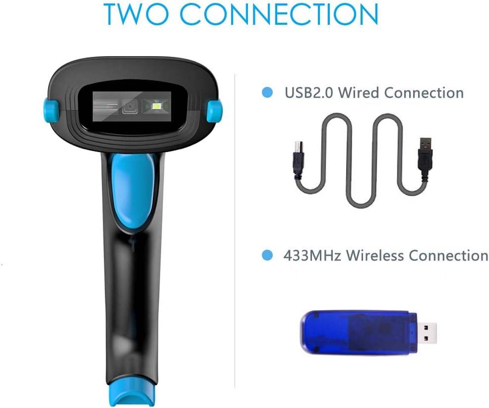 QR Code Scanner Wireless 2D Barcode Scanner With Stand Supports Screen Scan Handheld CMOS Imager Long Range Portable