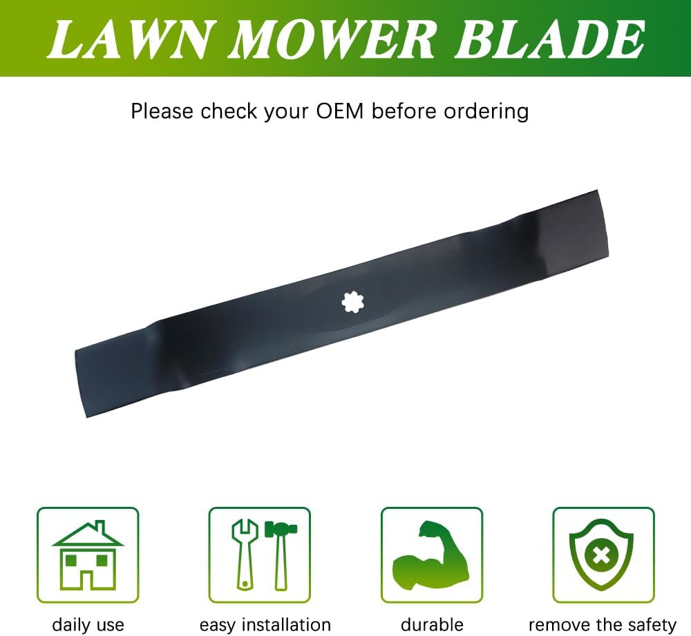 2PCS 3-N-1 Blades Fit for 42 inch Lawn Mower Blades Compatible with John Deere 102 125 135 D100 D105 D120 D130 LA100 LA105 LA110 Tractor Replace OE GX22151 GY20850 50-3231 AM137333 AM137328