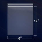 500 Count - 9" x 12" Clear Reclosable Zip Plastic Poly Bags