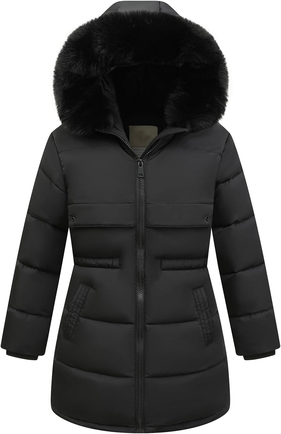 Girl's Winter Long Coat Parka Warm Hooded Puffer Jackets | Waterproof Polyester, Windproof Full Zipper, Ribbed Cuffs