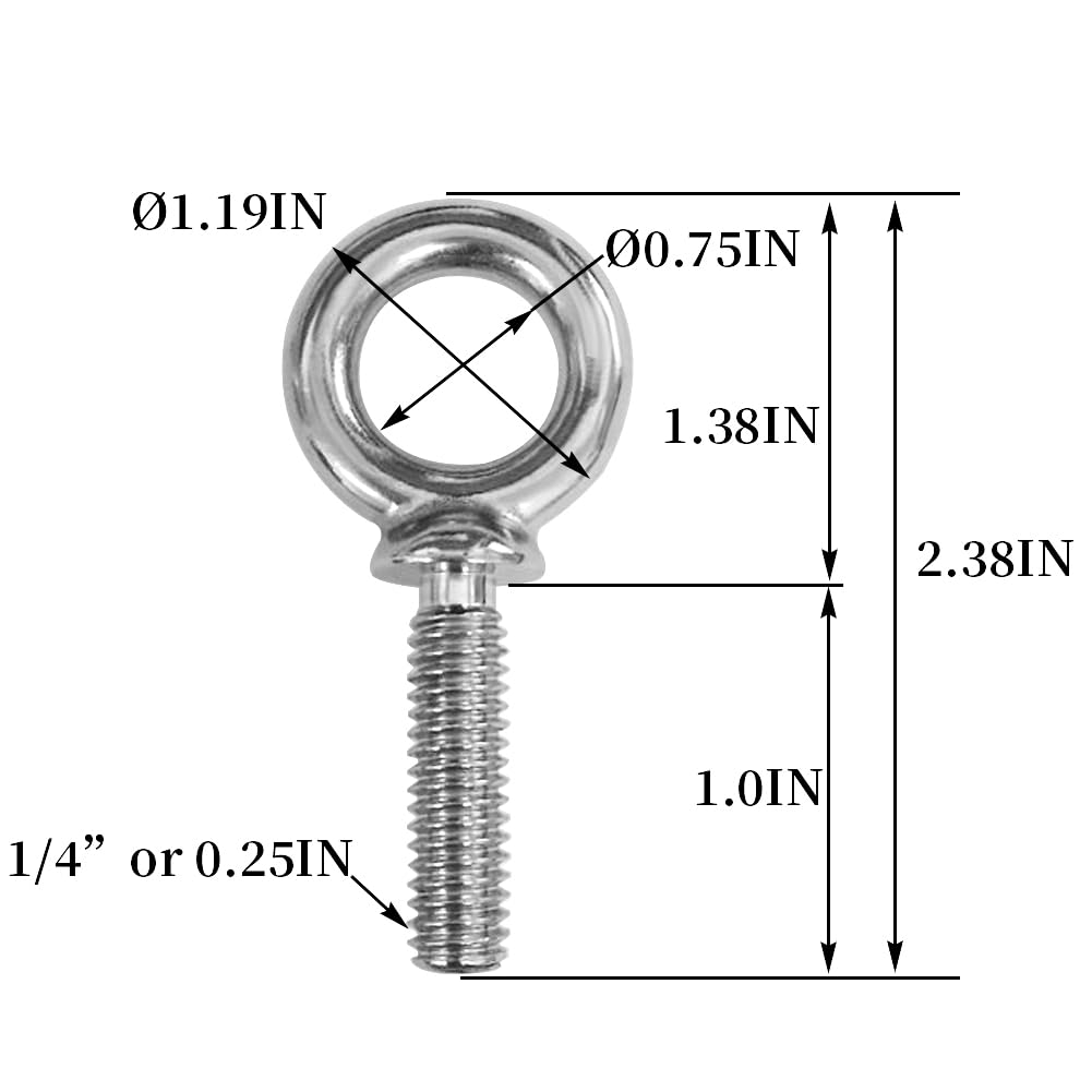 1/4"-20 x 1 UNC Lifting Shoulder Eye Bolts (10 Pack)