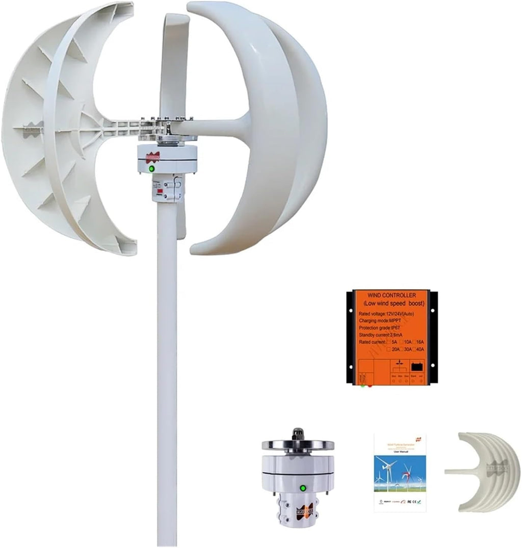 MPPT 400W 12V 24V Vertical Axis Wind Turbine Generator Kit MPPT Controller | Converts wind energy into electrical