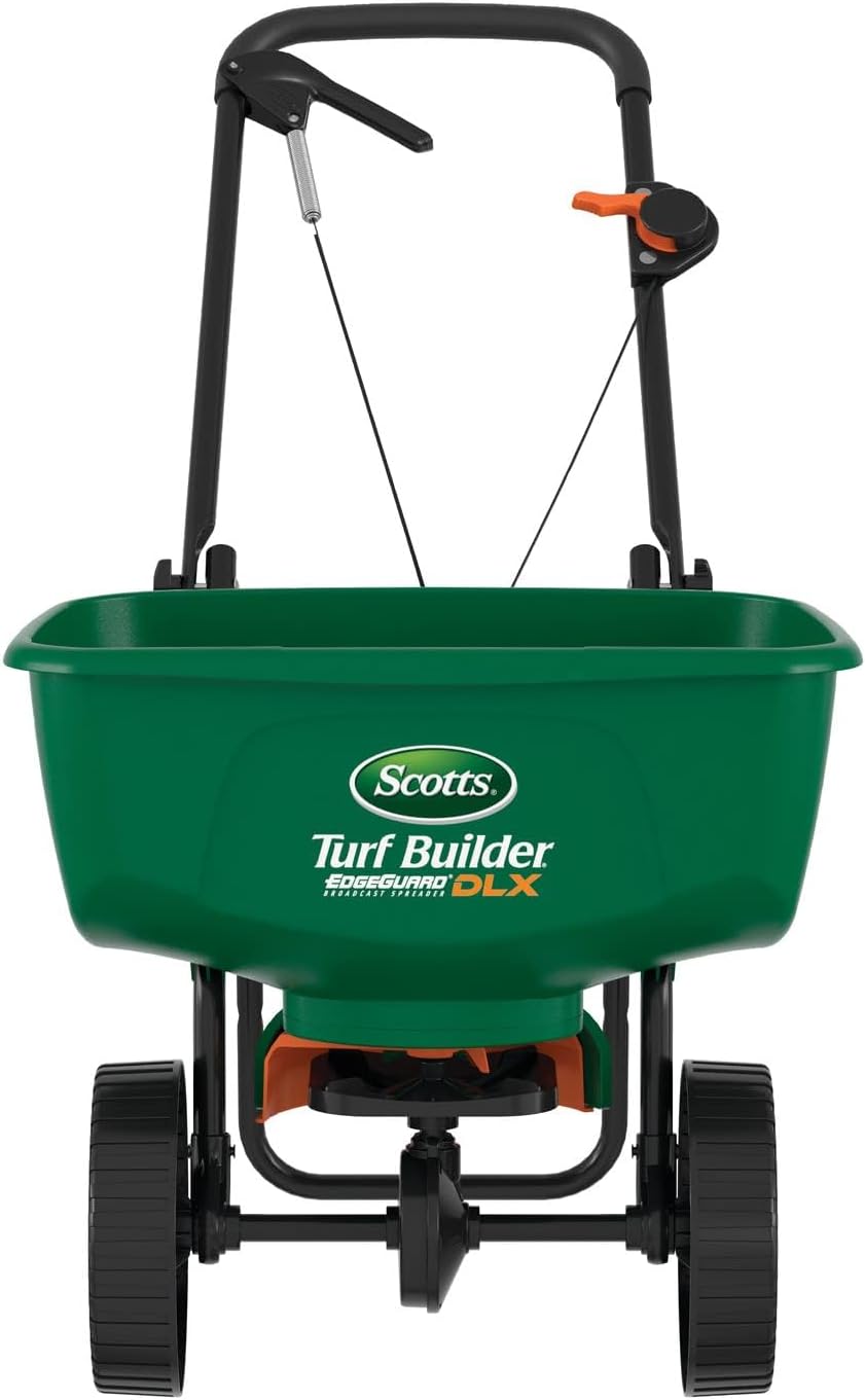 Turf Builder EdgeGuard DLX Broadcast Spreader for Seed, Fertilizer, Salt, Ice Melt, Holds up to 15,000 sq.ft.