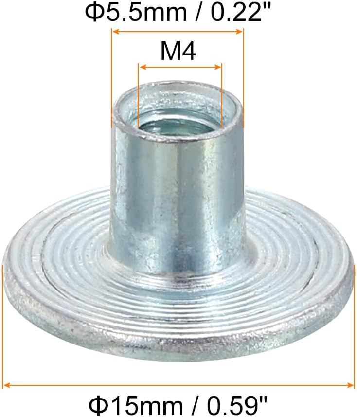 uxcell M4 T-Nuts, 24pcs Carbon Steel Tee Nut Round Base Weld Nuts