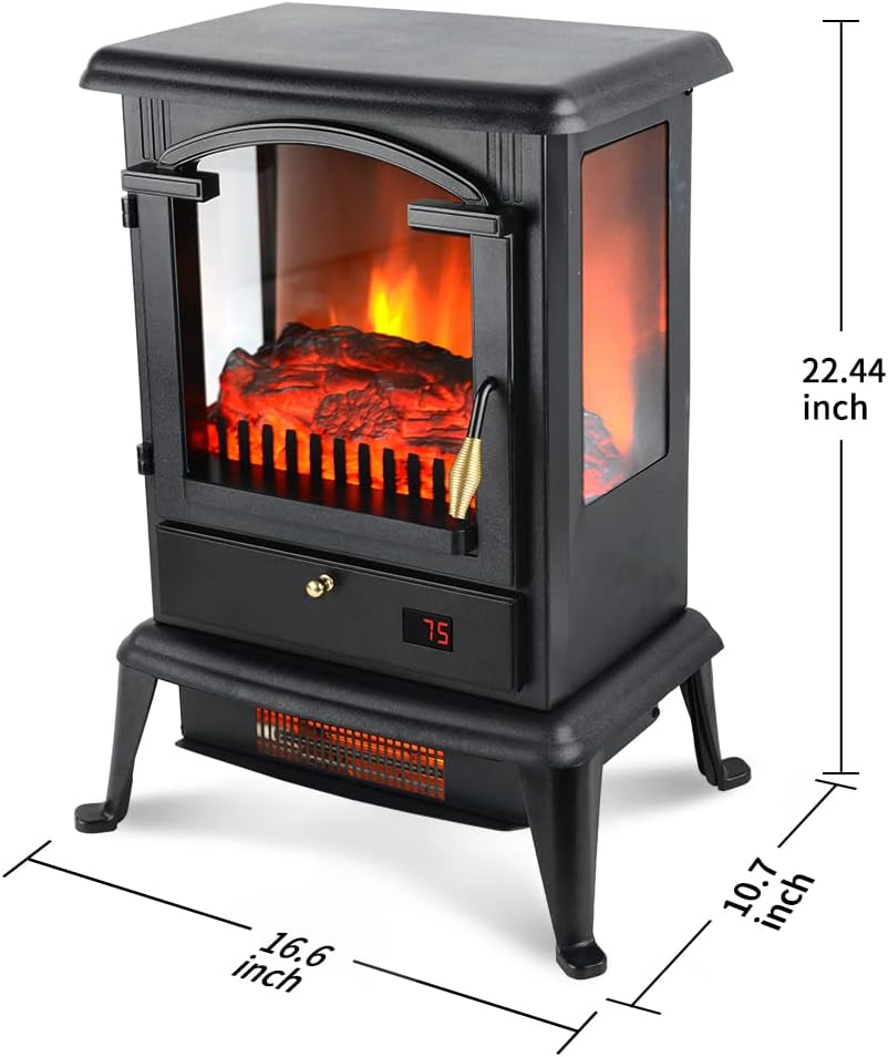 Freestanding Portable Electric Fireplace Heater Stove w/Remote Control
