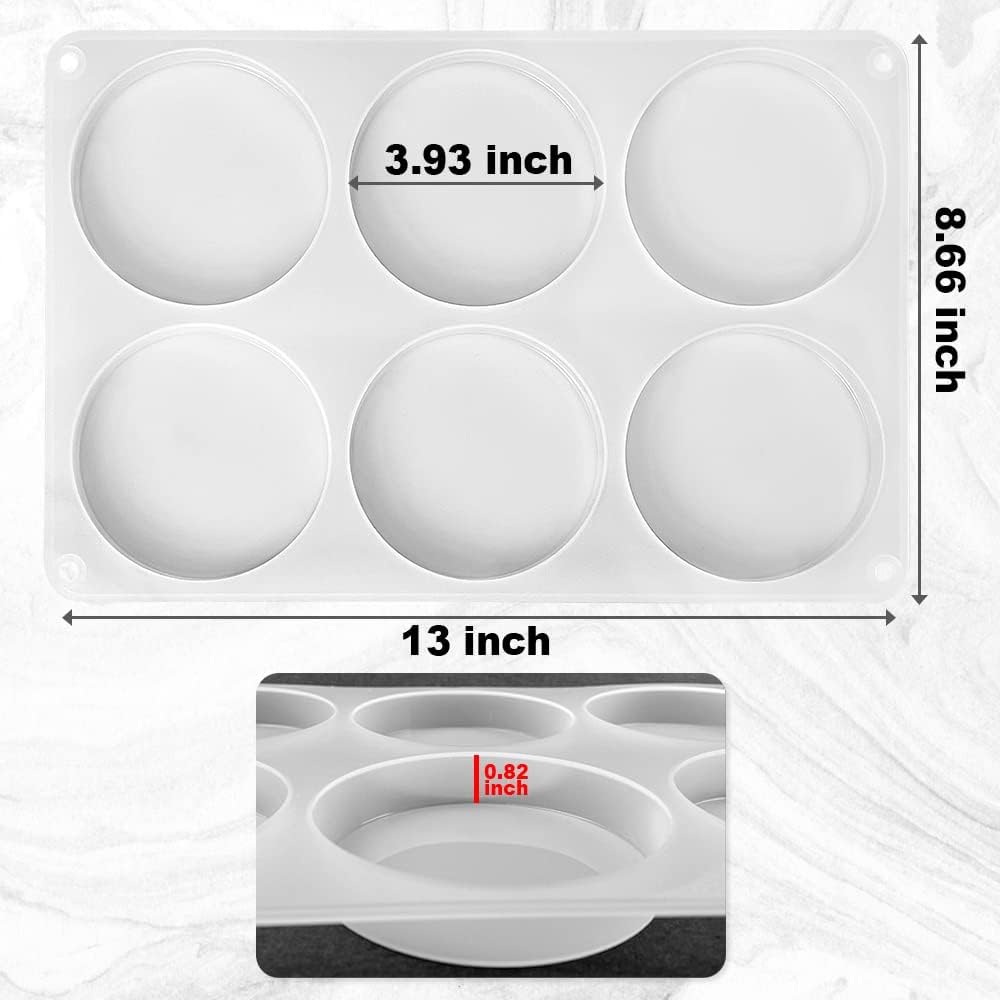 6-Cavity Deep Round Coaster Molds, 4 Inches Coaster Silicone Molds for Epoxy Resin, Coaster Resin Molds for Flower