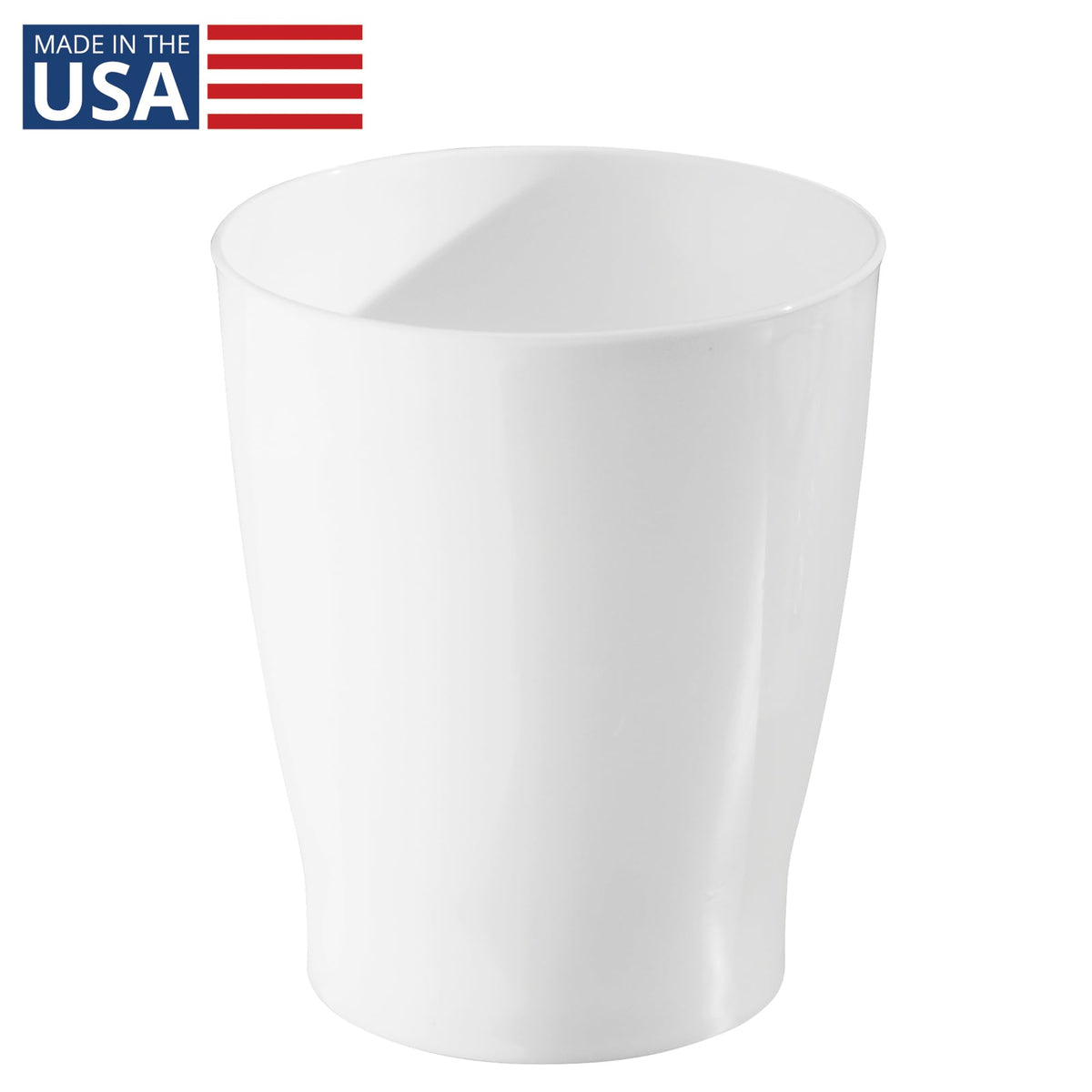 Small Round Plastic Bathroom Trash Can, White
