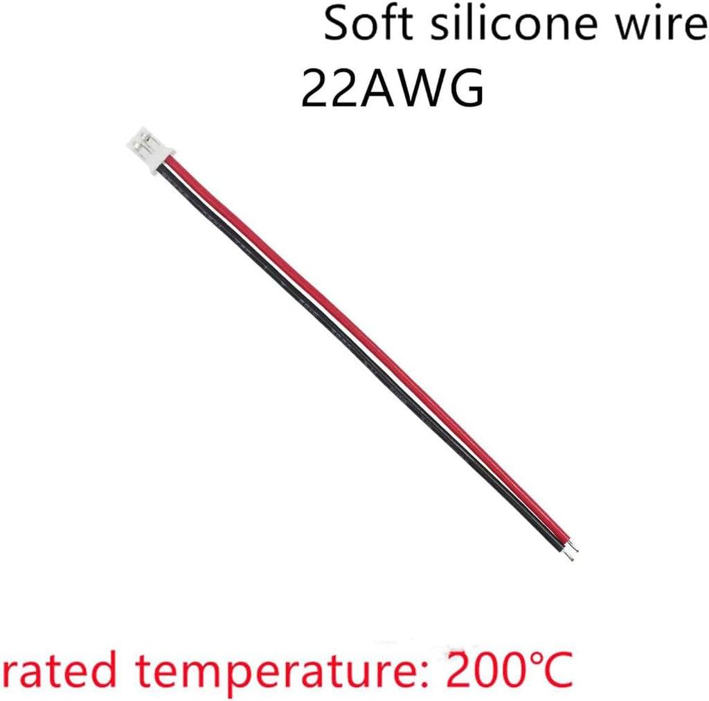 50PCS 25 Sets Mini Micro JST-PH 2.0mm 2 Pin Male Connector with 100mm Silicone Wire Cables and Female Socket JST PH 2.0 Connector Kit 22AWG - 10CM